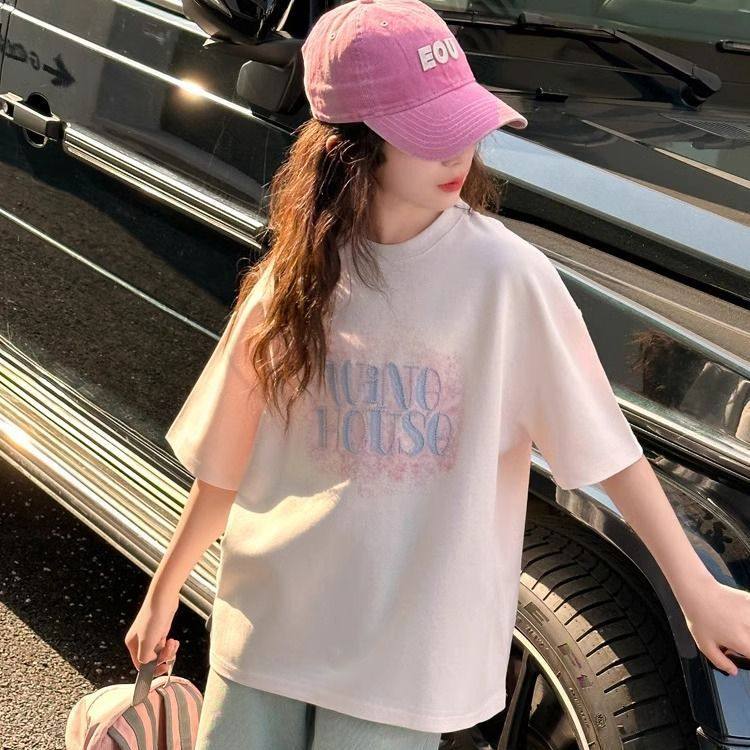 女童夏装短袖t恤夏季2026新款女大童洋气初中生女孩夏装纯棉上衣