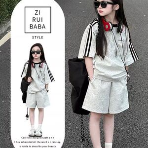 女童夏套装2026新款中大童女孩洋气时髦休闲运动服夏装潮酷穿搭潮