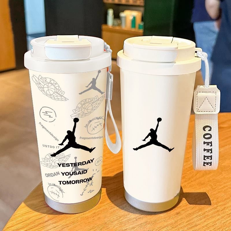 潮牌篮球保温杯学生手拎便携不锈钢大容量吸管水杯新款男女高颜值