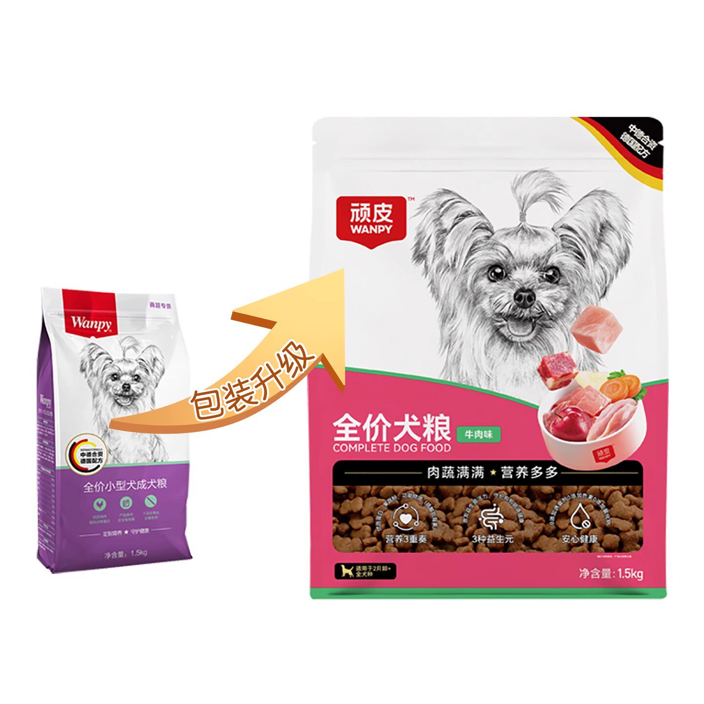 wanpy顽皮狗粮小型犬成犬粮通用型犬主粮1.5kg泰迪贵宾博美