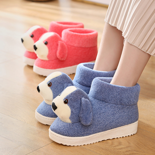 宿舍女ins卡通情侣毛绒棉鞋 男女室内高帮包脚跟家居鞋 棉拖鞋 冬季