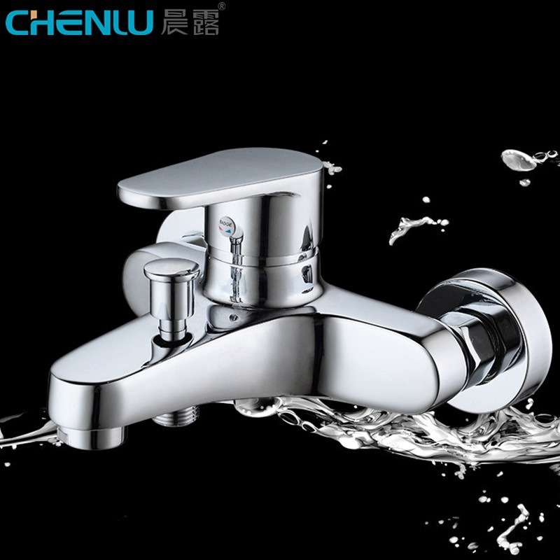 晨露全铜淋浴龙头冷热混水阀卫生间浴室暗装三联浴缸水龙头热水阀