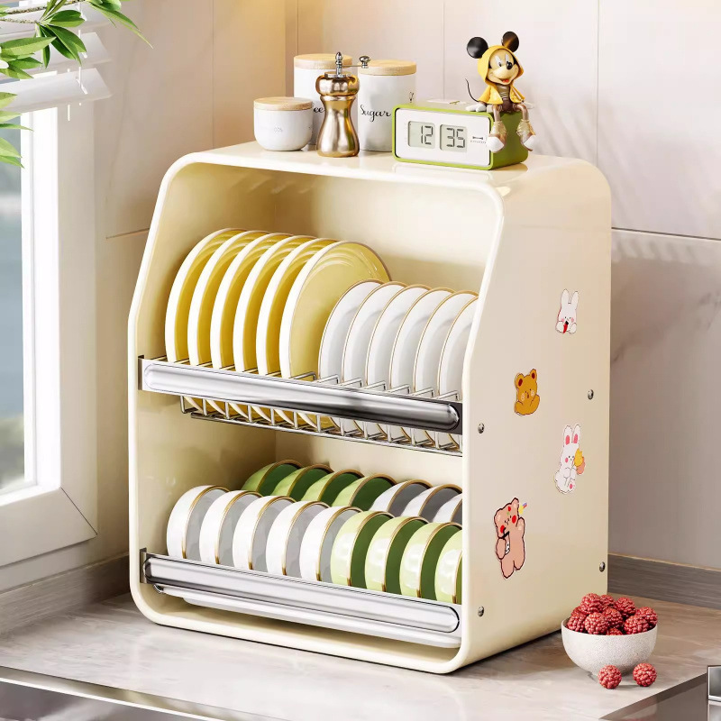 碗柜碗碟收纳架沥水碗架家用厨房多功能置物架放碗筷盘架