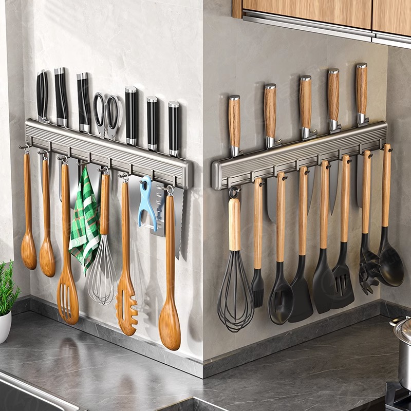 厨房挂钩免打孔排钩挂杆置物架 挂钩 壁挂活动挂钩刀架