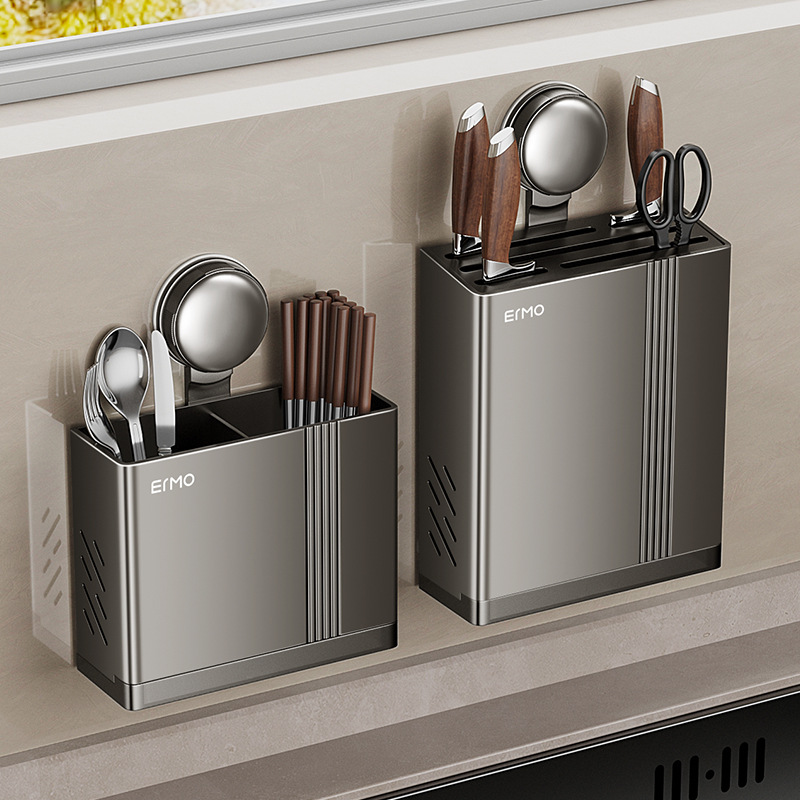 刀架吸盘刀具收纳架高端厨房置物架壁挂多功能筷子筒菜刀专用架