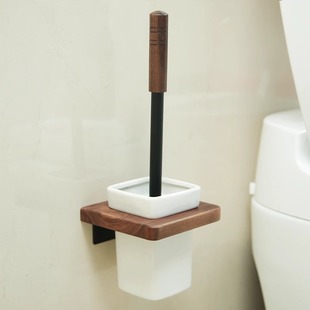 胡桃木马桶刷置物架免打孔家用卫生间无死角厕所壁挂马桶长柄刷子
