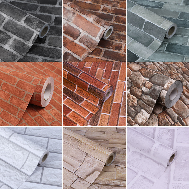 复古砖纹墙纸自粘防水防潮墙裙饭店商用餐馆装饰贴3d立体背景壁纸
