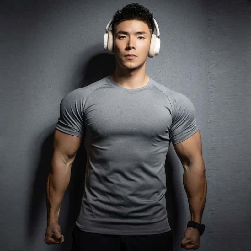 新款男士运动休闲跑步健身房锻炼力量训练弹力速干纯色短袖T恤
