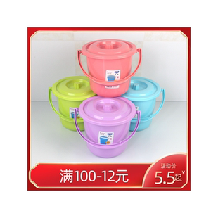 Y加厚塑料带盖手提水桶儿童画画桶洗笔沙滩桶小大号桶3.5L5.5L8L