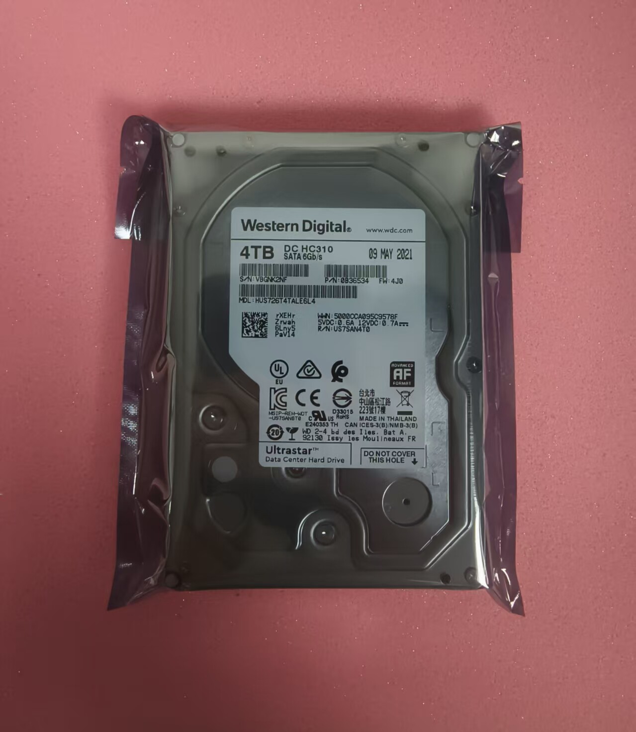 西部数据WD/西部数据4THUS726T6TALE6L4 HC310 4TB企业级硬盘