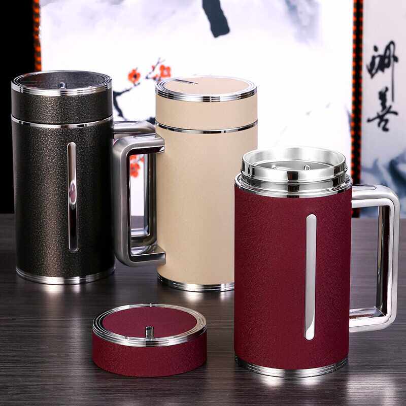 银水杯999纯银内胆保温杯银制办公杯子泡茶杯节日送礼高档商务杯