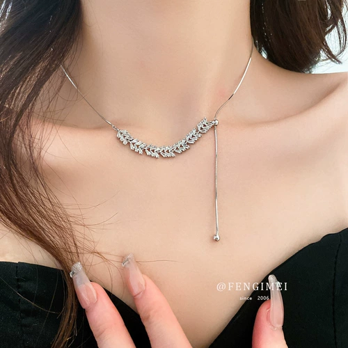 Цирконий, брендовое ожерелье, модная цепочка до ключиц, подвеска, простой и элегантный дизайн