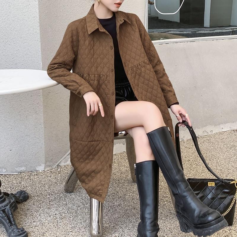 JOYIASS夹风衣外套女秋冬2025新款菱格服冬季中长款衣欧货大码袄