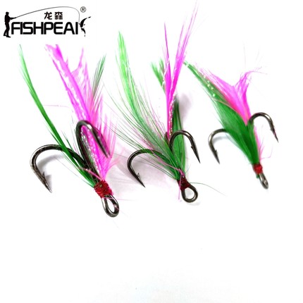 FISHPEAK加强绑毛6066路亚三本钩三爪锚钩有倒刺路亚配钩配件