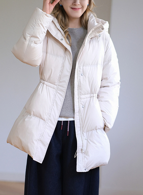 那禾新品收腰连帽白鸭绒冬季时尚羽绒服女ND54RR0724