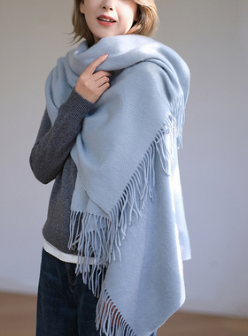 那禾新品纯色山羊绒绵羊毛围巾披肩女NP04JA8121