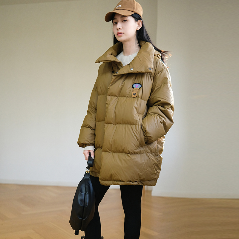 那禾立领复古宽松加厚保暖面包服羽绒服女 NW24RR0419