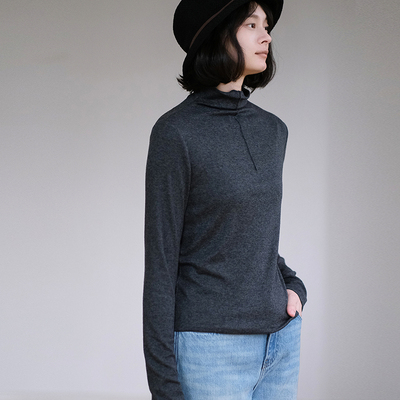 那禾新品高领基础款针织长袖打底衫薄款修身上衣女NW53TY1033