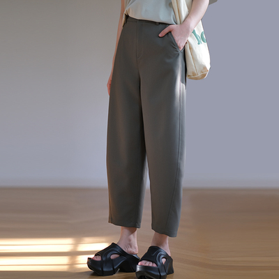 那禾夏季新品简约高腰香蕉裤梭织裤女ND42KQ0302