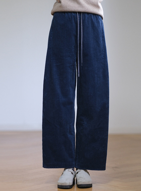 那禾新品灯芯绒保暖香蕉裤弯刀裤针织裤女0219