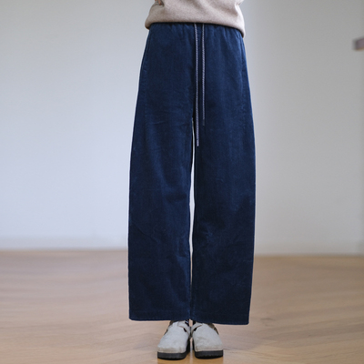 那禾新品灯芯绒保暖香蕉裤弯刀裤针织裤女0219