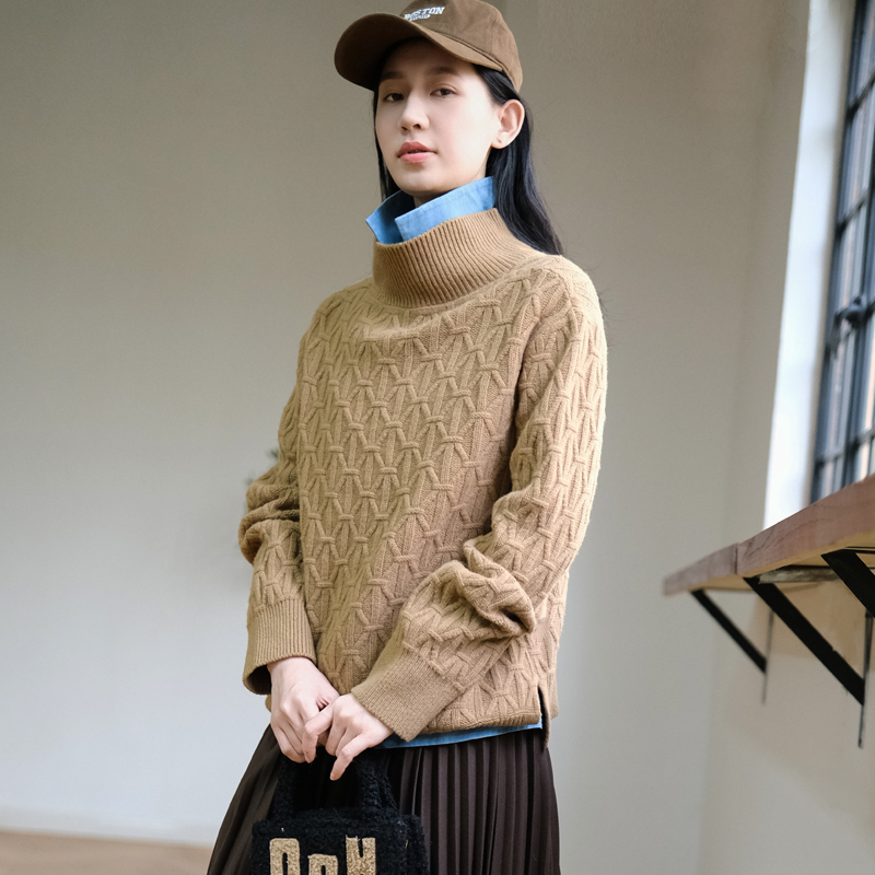 那禾新品绵羊毛宽松慵懒感针织上衣女ND44TH1659