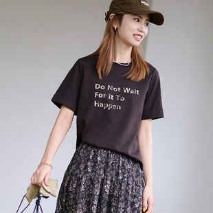 那禾夏季新品韩系字母印花短袖T恤女NW62TY0552