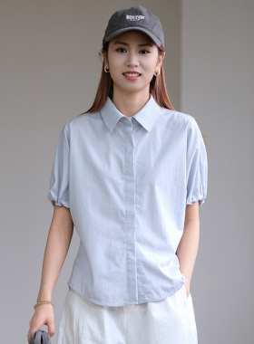 那禾新品泡泡袖显瘦气质翻领衬衫女NW61CM1626