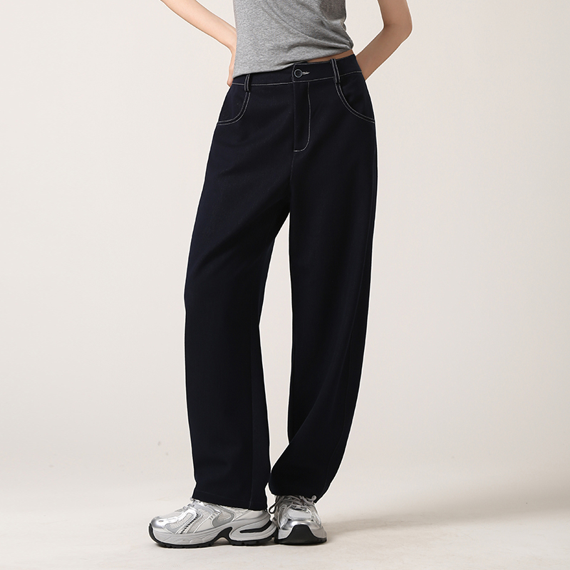 高腰休闲那禾长裤牛仔裤