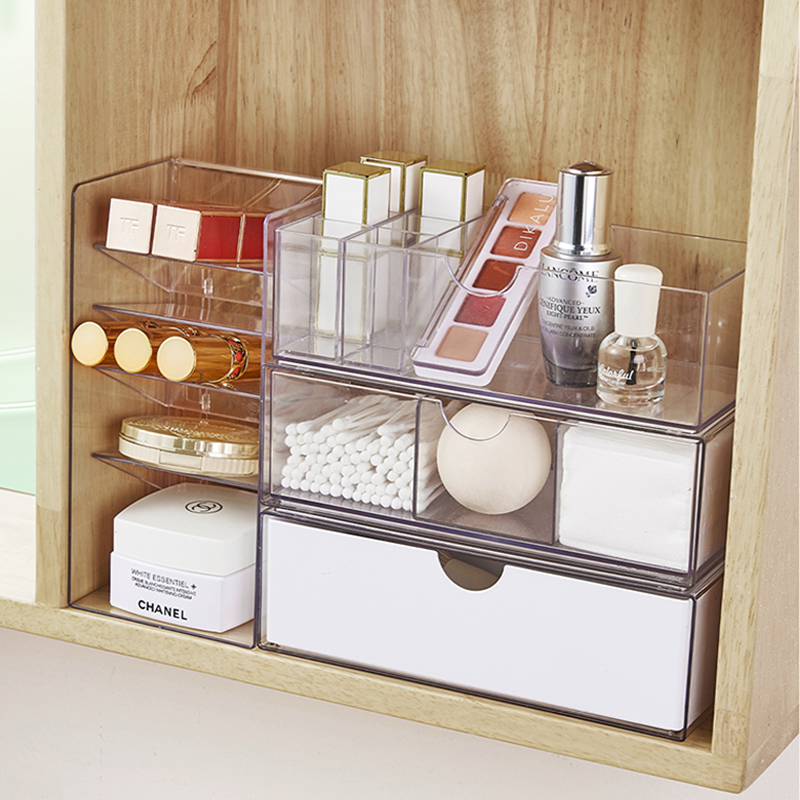 镜柜收纳盒可叠加抽屉整理盒浴室柜口红壁挂盒子化妆品分层置物架