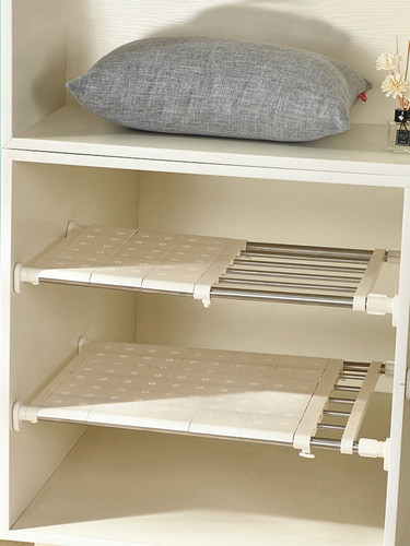 衣柜内分层隔板橱柜隔层隔断卧室免打孔可伸缩置物架分隔收纳神器