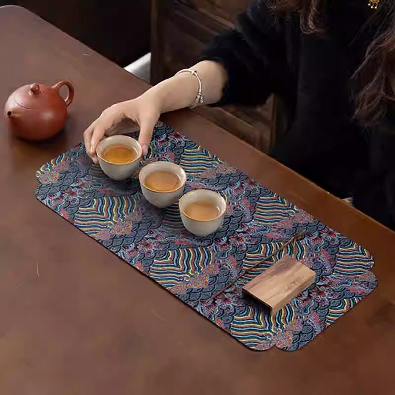 茶席双面茶具吸水中式茶巾防水茶桌茶垫桌垫隔热干泡垫子布艺杯垫