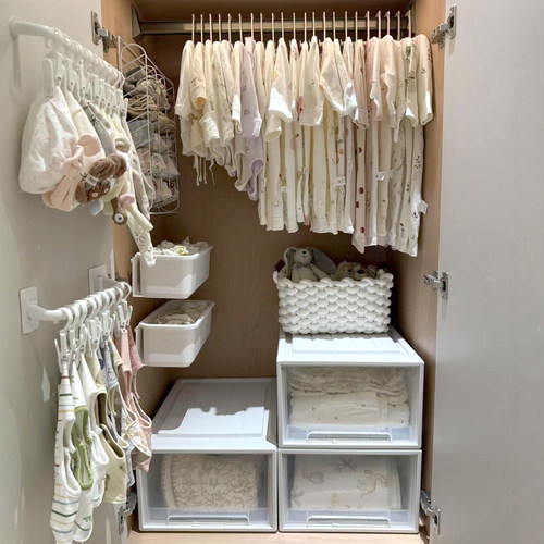 宝宝衣柜收纳神器儿童衣架帽子袜子架小方巾口水巾挂钩衣物收纳箱