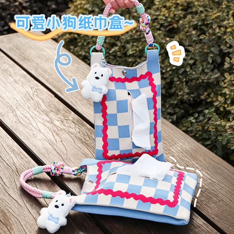 车载纸巾盒挂式可爱ins汽车椅背纸巾挂袋车用抽纸盒车内装饰用品