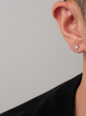 FourPin火花星芒耳钉小众设计感ins简约风小巧百搭s925银耳钉男女
