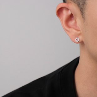 FourPin小光圈耳钉嘻哈潮流小巧气质Ins简约风百搭S925银耳饰男女