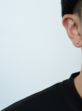 FourPin银豆豆耳针睡觉不用摘999纯银防过敏养耳洞简约耳钉男女