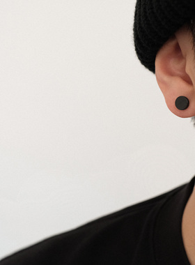 FourPin黑玛瑙耳钉嘻哈潮流百搭网红高品质设计感S925银耳饰男女