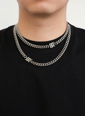 FourPin字母拼接古巴链欧美嘻哈说唱百搭锁骨链richbrian七哥同款