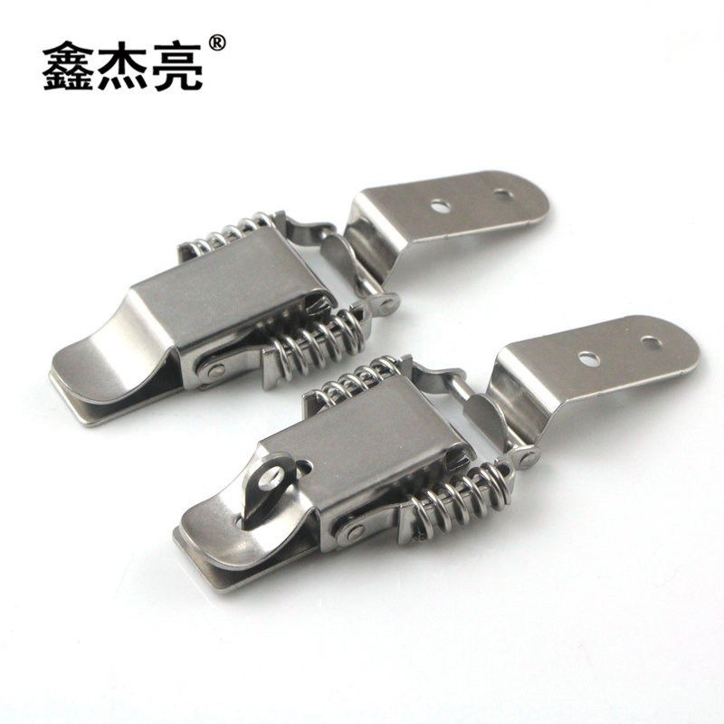304不锈钢双弹簧搭扣 木箱重型直角锁F扣 弯钩搭扣箱扣箱包配件50