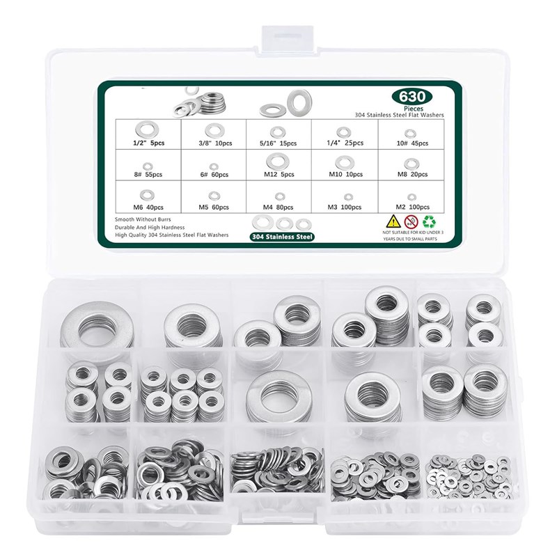 优品520pcs/580pcs/620pcs/684pcs平垫圈套装304Y不锈钢平垫片