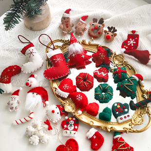 圣诞节毛毡玩偶装饰配件圣诞树小挂件圣诞老人公仔玩偶雪人材料