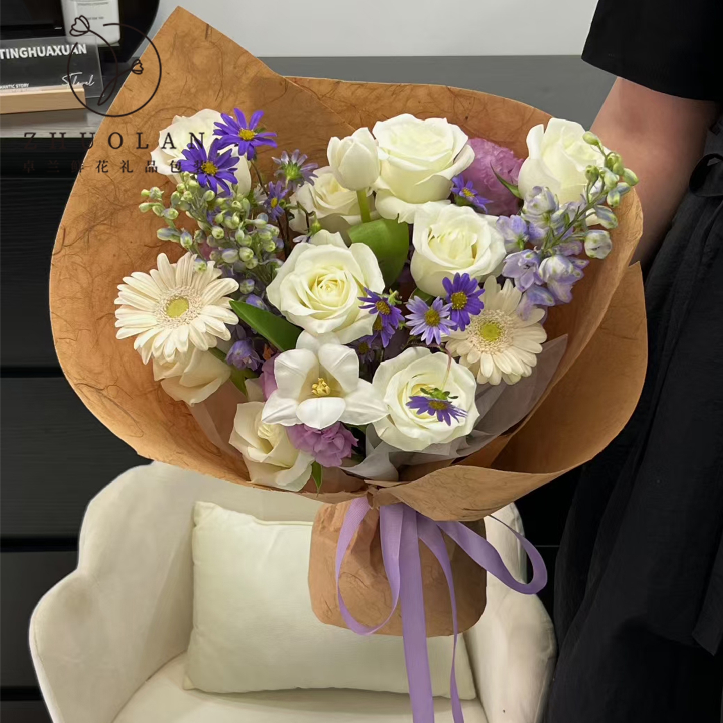 卓兰2025七夕情人节新款麻丝梦幻纸鲜花包装纸包花纸花店手工材料