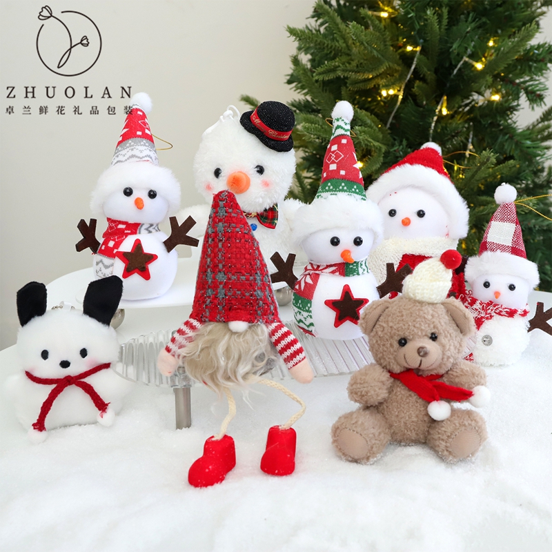 2025圣诞节新品毛绒小熊雪人姜饼人玩偶礼物氛围装饰摆件小挂件