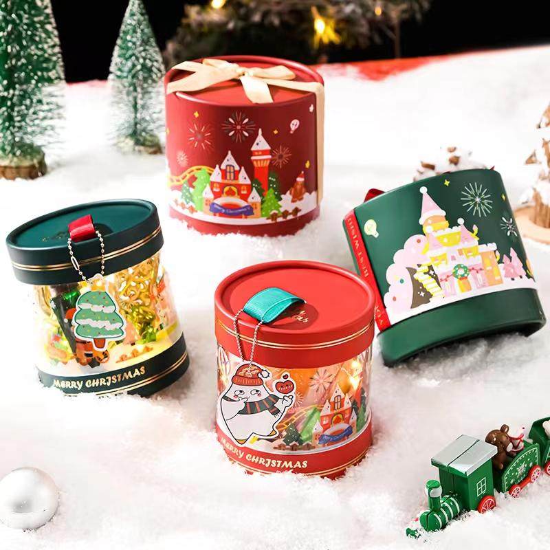 圣诞节苹果包装盒子平安夜礼盒装饰小圆盒精美礼物礼品糖果空盒