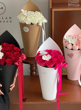 卓兰2025七夕情人节冰淇淋桶花束包装纸包花硬卡纸157g加厚牛皮纸