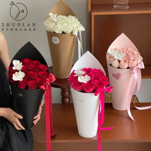 卓兰母亲节情人节冰淇淋桶花束包装纸包花硬卡纸157g加厚牛皮纸