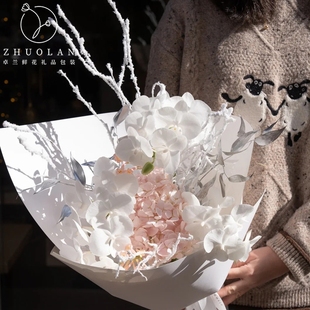 仿真落雪插枝秋冬花束落雪氛围花艺花枝装饰手工diy花店用品资材