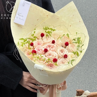 可手撕花瓣东巴纸纸鲜花包装纸加厚120克木棉纸真花瓣高级感包花