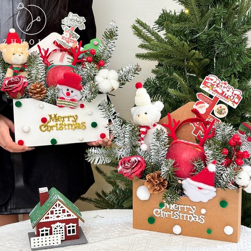 2025圣诞节新品创意苹果信封花盒手工diy材料包节日送礼物插花盒